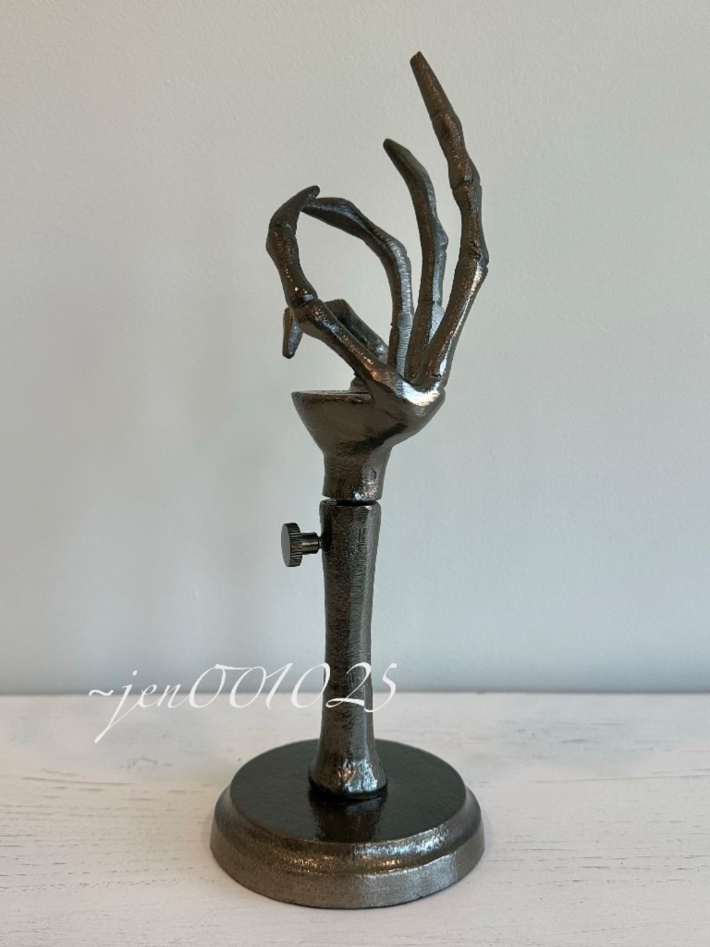 Skeleton Hand Adjustable Taper Candle Holder Aluminum Black - Threshold - Picture 4 of 13
